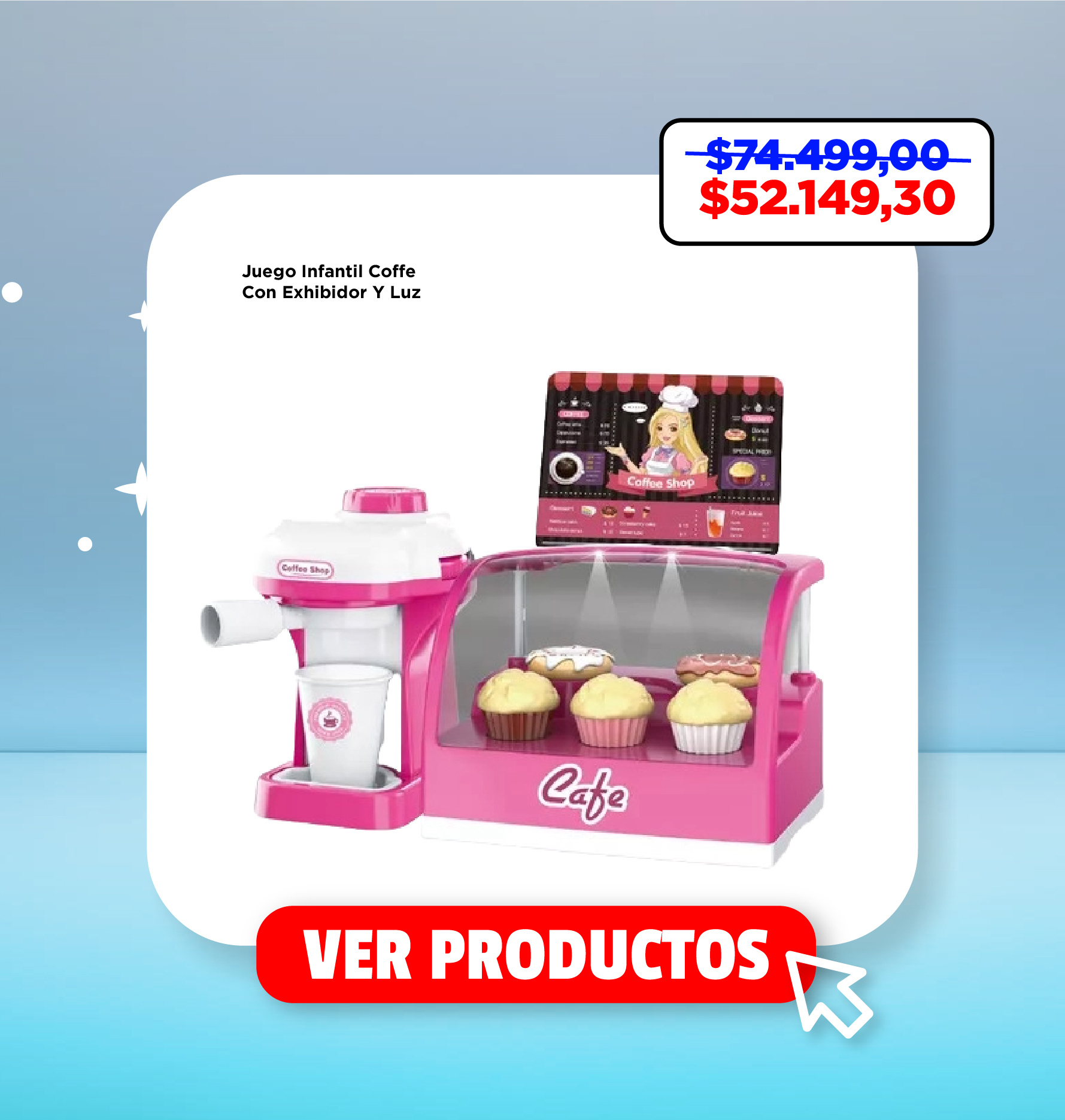 Juego Infantil Coffe Con Exhibidor Y Luz